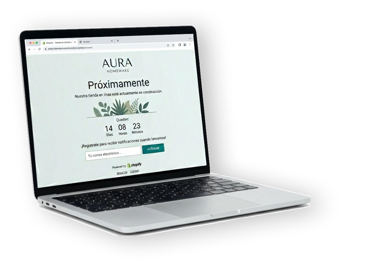 Tienda Shopify mostrada en una laptop